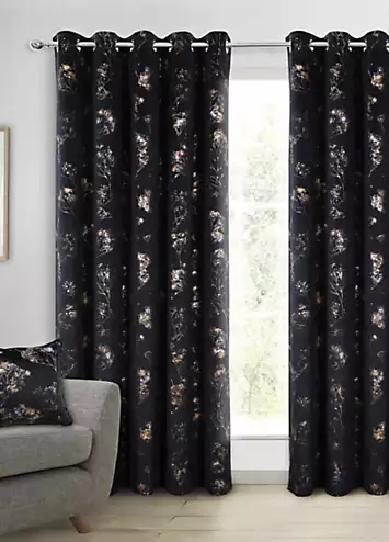 Home Curtains Lucia Pair of Soft Velour Thermal Interlined Eyelet Curtains | Kaleidoscope