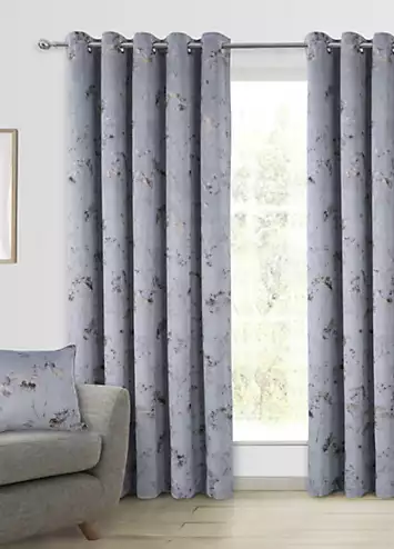 Home Curtains Lucia Pair of Soft Velour Thermal Interlined Eyelet Curtains | Kaleidoscope