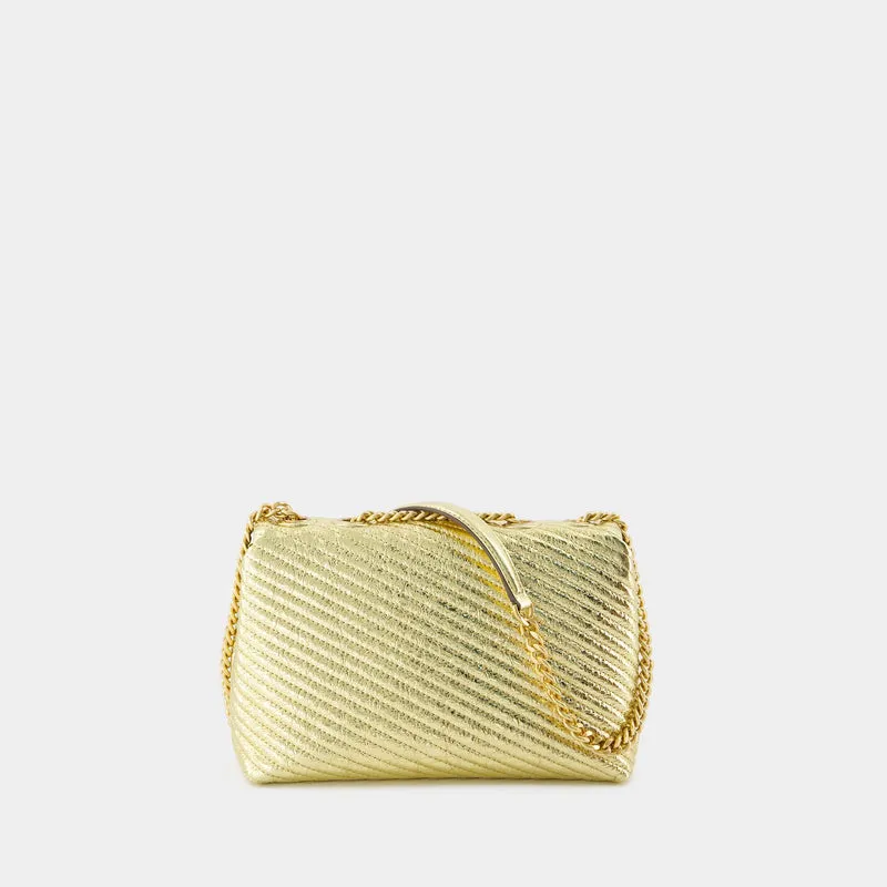 Kira Moto Small Shoulder Bag - Tory Burch - Leather - Gold