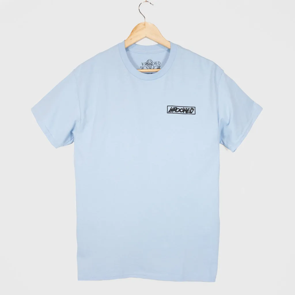 Krooked Skateboards - Moonsmile Raw T-Shirt - Light Blue / Black