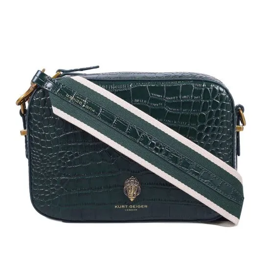 KURT GEIGER Shoredicth Camera Dark Green Leather Corssbody Bag