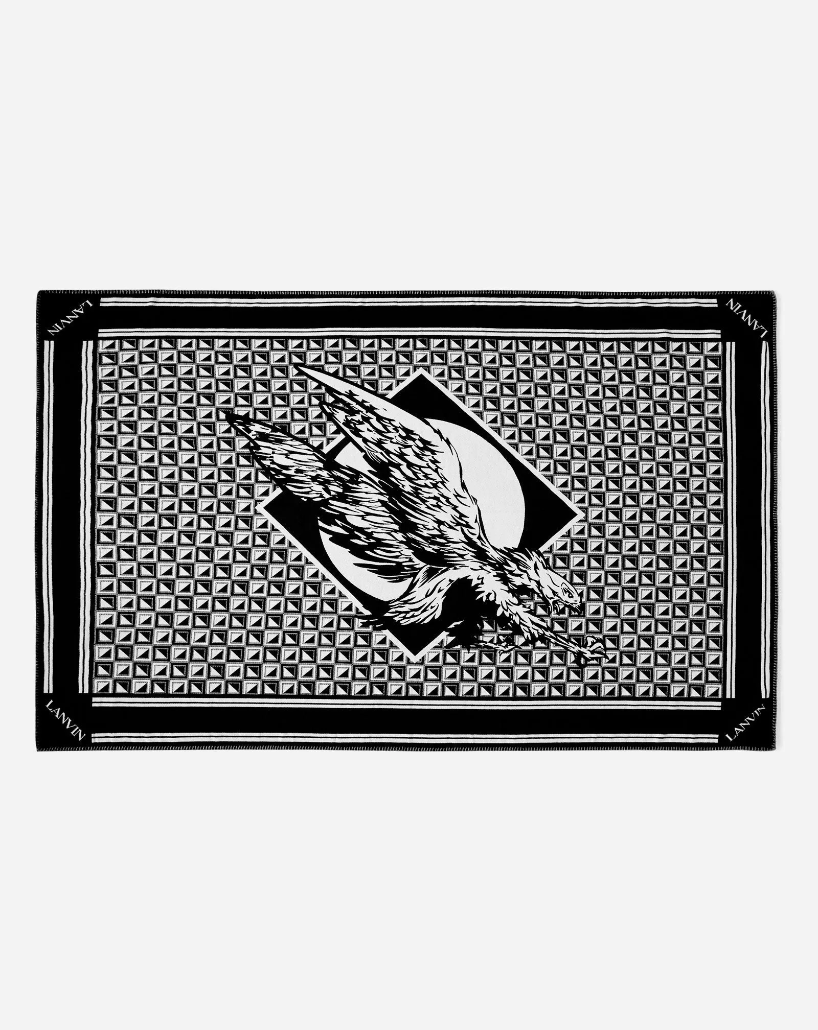 LANVIN X FUTURE WOOL BLANKET WITH EAGLE AND TRIANGLES AND STRAP