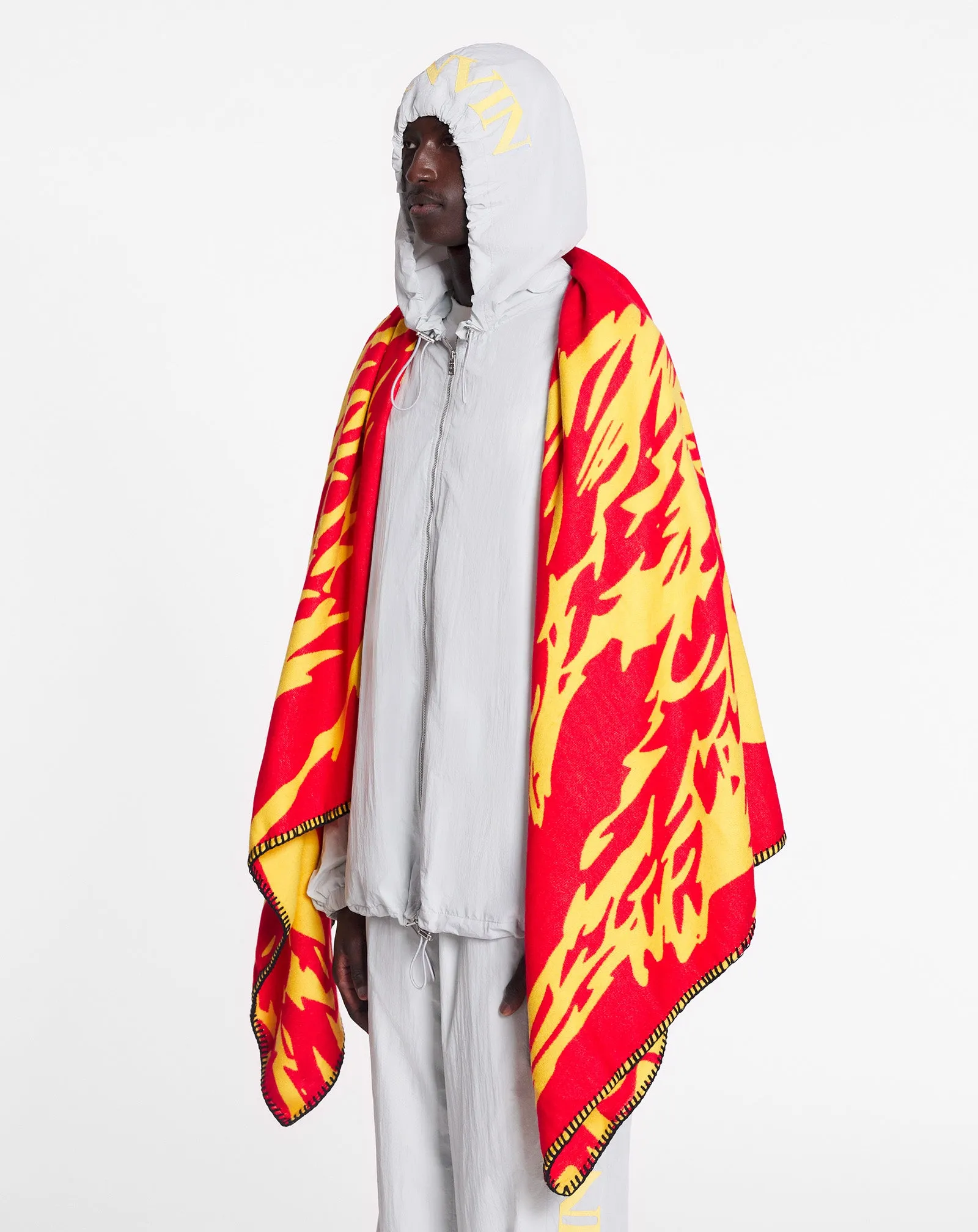 LANVIN X FUTURE WOOL EAGLE BLANKET WITH STRAP