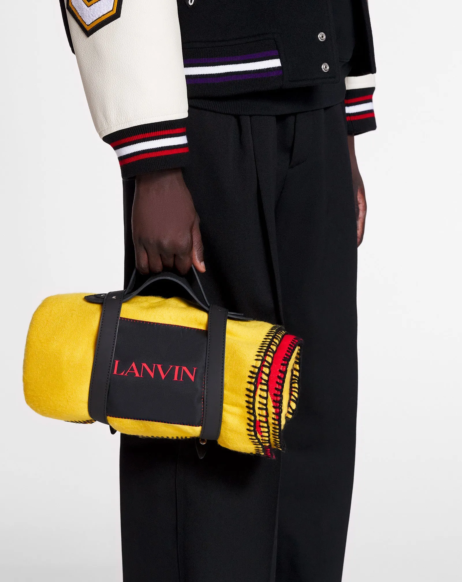 LANVIN X FUTURE WOOL EAGLE BLANKET WITH STRAP