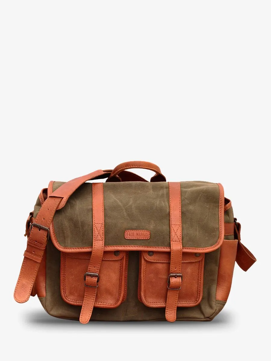 leather camera bag Green - LeReporter Toile Khaki Green | PAUL MARIUS