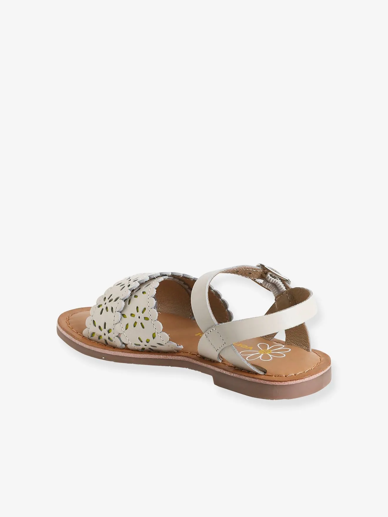 Leather Sandals with Crossover Straps for Girls - white