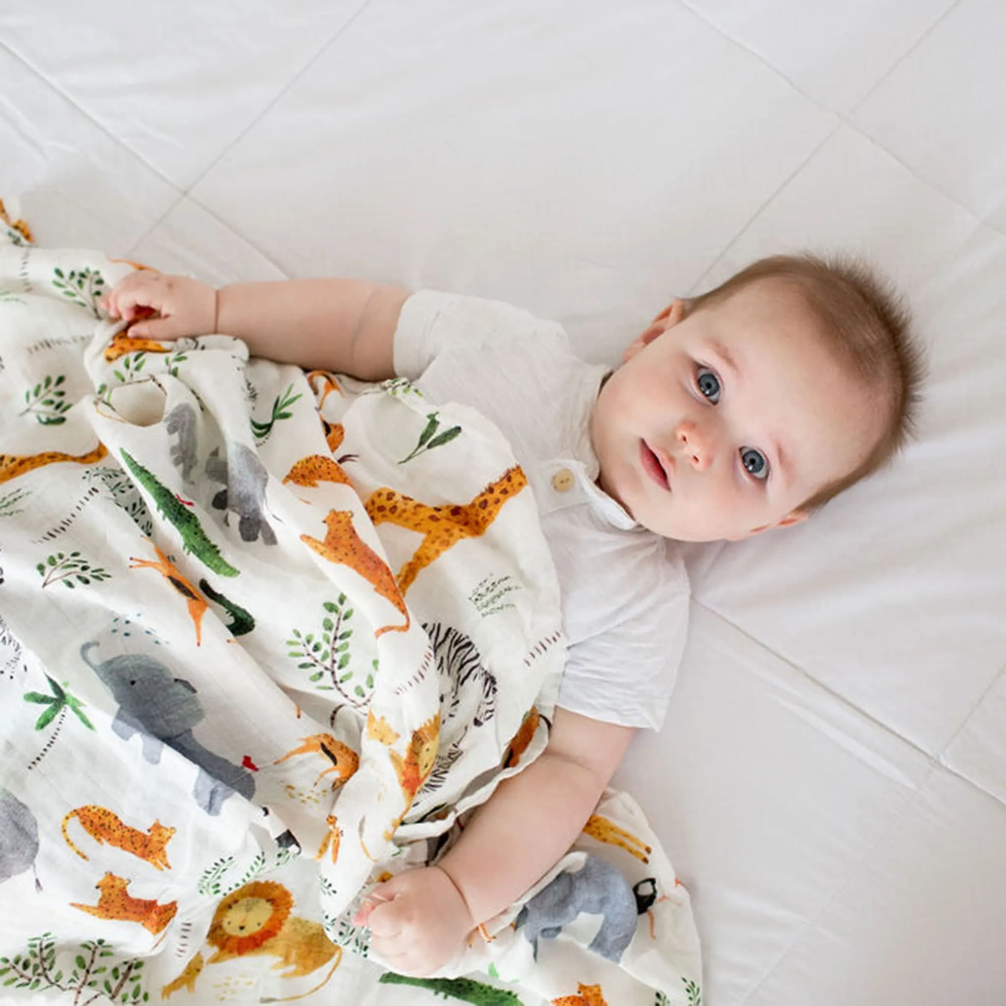 Loulou Lollipop Bamboo Muslin Swaddle Blanket - Safari  - Clement