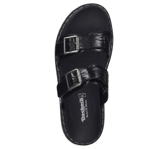 Mules de mujer Dockers by Gerli arrugados con doble tira 50SK204-610100 negro