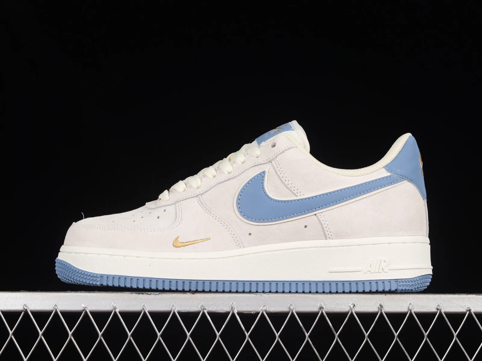 Nike Air Force 1 07 Low Suede Light Grey Blue Gold KK5636-210