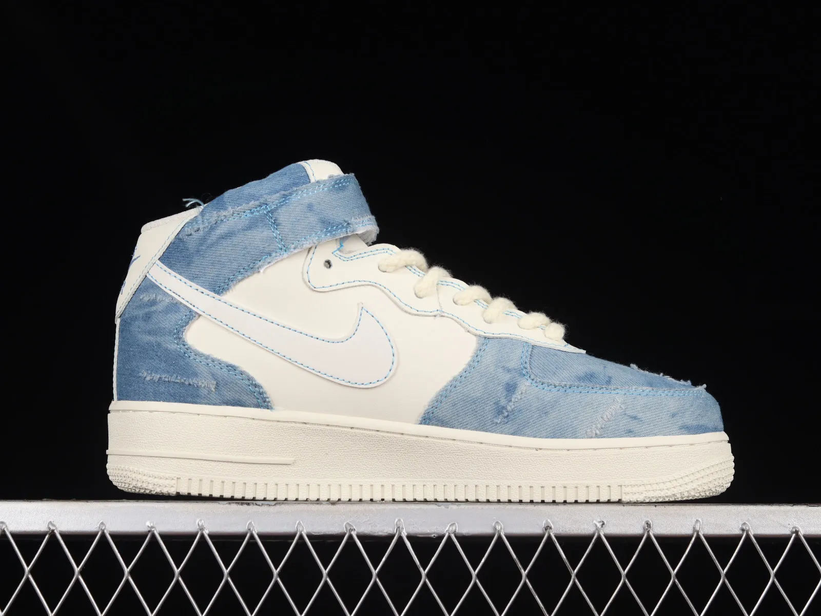 Nike Air Force 1 07 Mid Broken Silk Denim Blue White CW1888-622