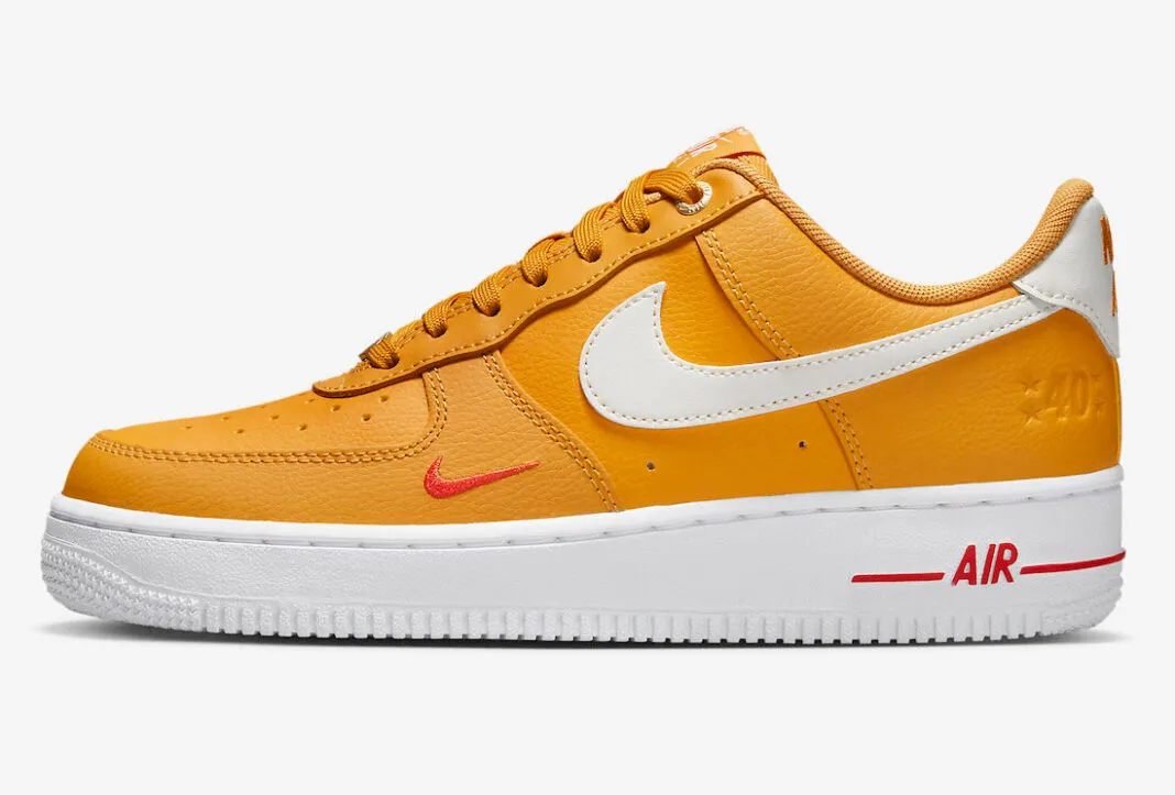 Nike Air Force 1 07 SE Anniversary Yellow Ochre Sail White Team Orange DQ7582-700