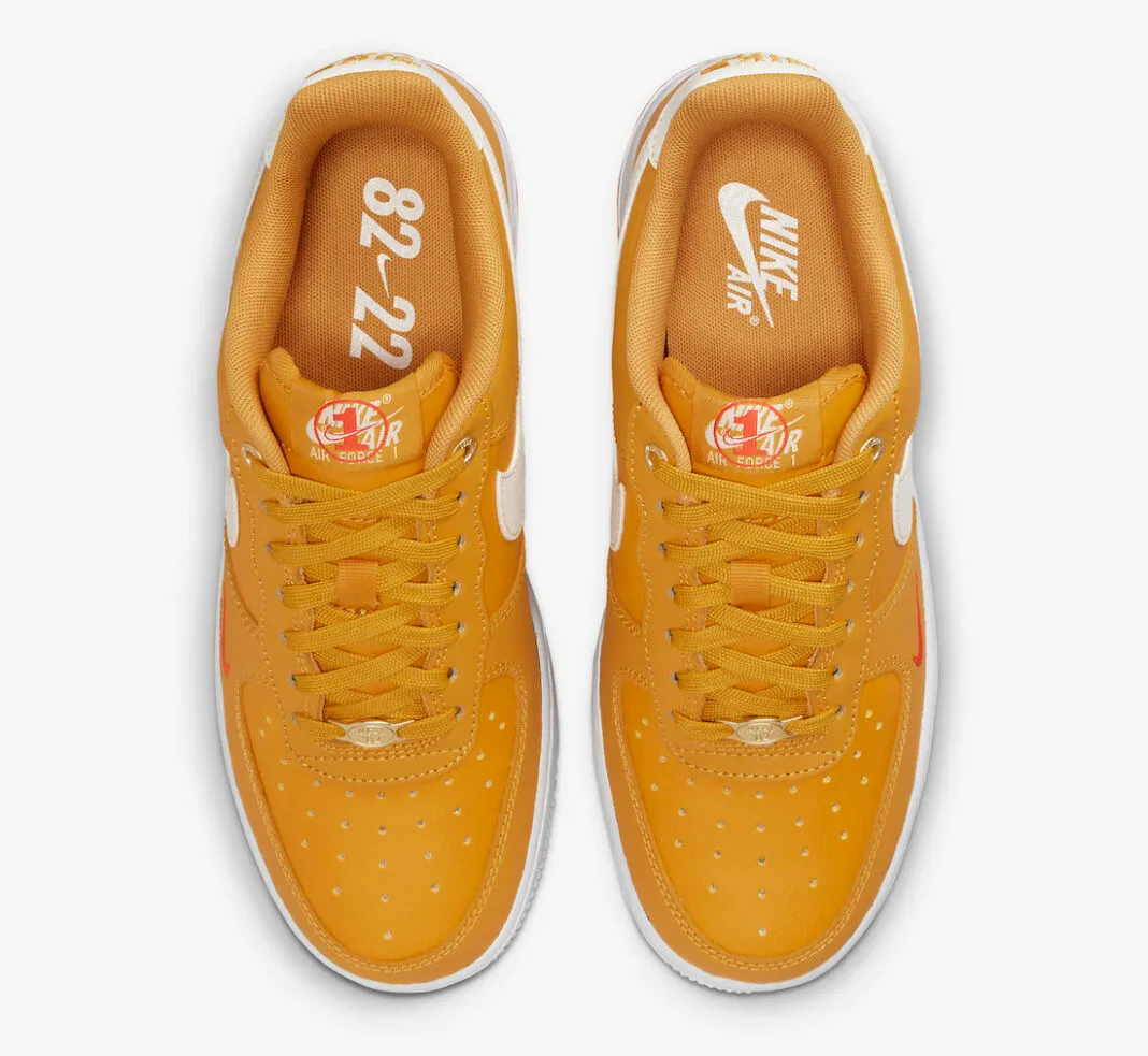 Nike Air Force 1 07 SE Anniversary Yellow Ochre Sail White Team Orange DQ7582-700