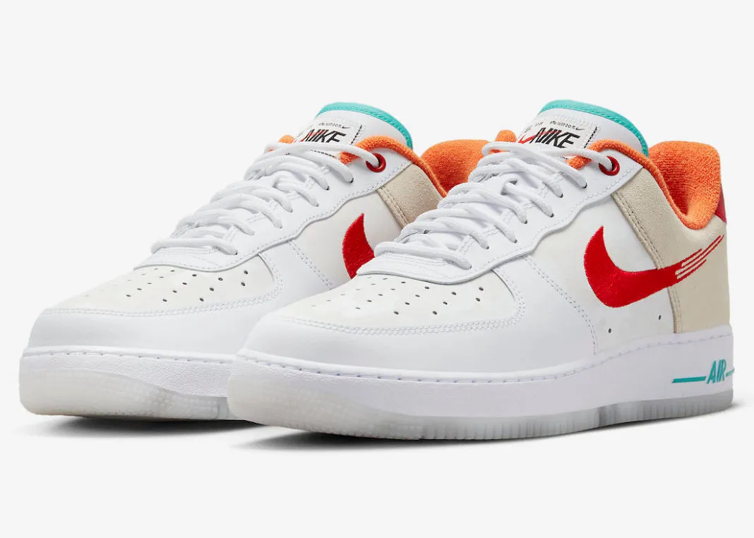 Nike Air Force 1 Low 07 PRM Just Do It White Red Teal FD4205-161