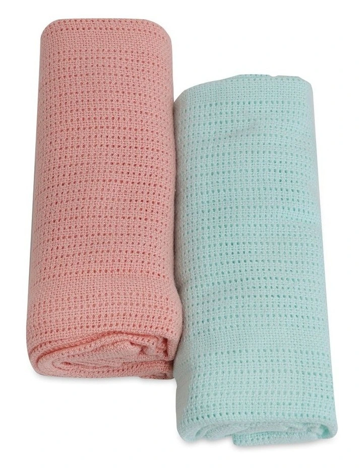 Nordic Cellular Blanket 2 Pack in Coral/Tiffany