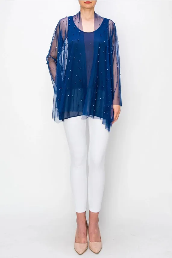 Origami Apparel OLS-4726 Mesh Cardigan with Pearl Details