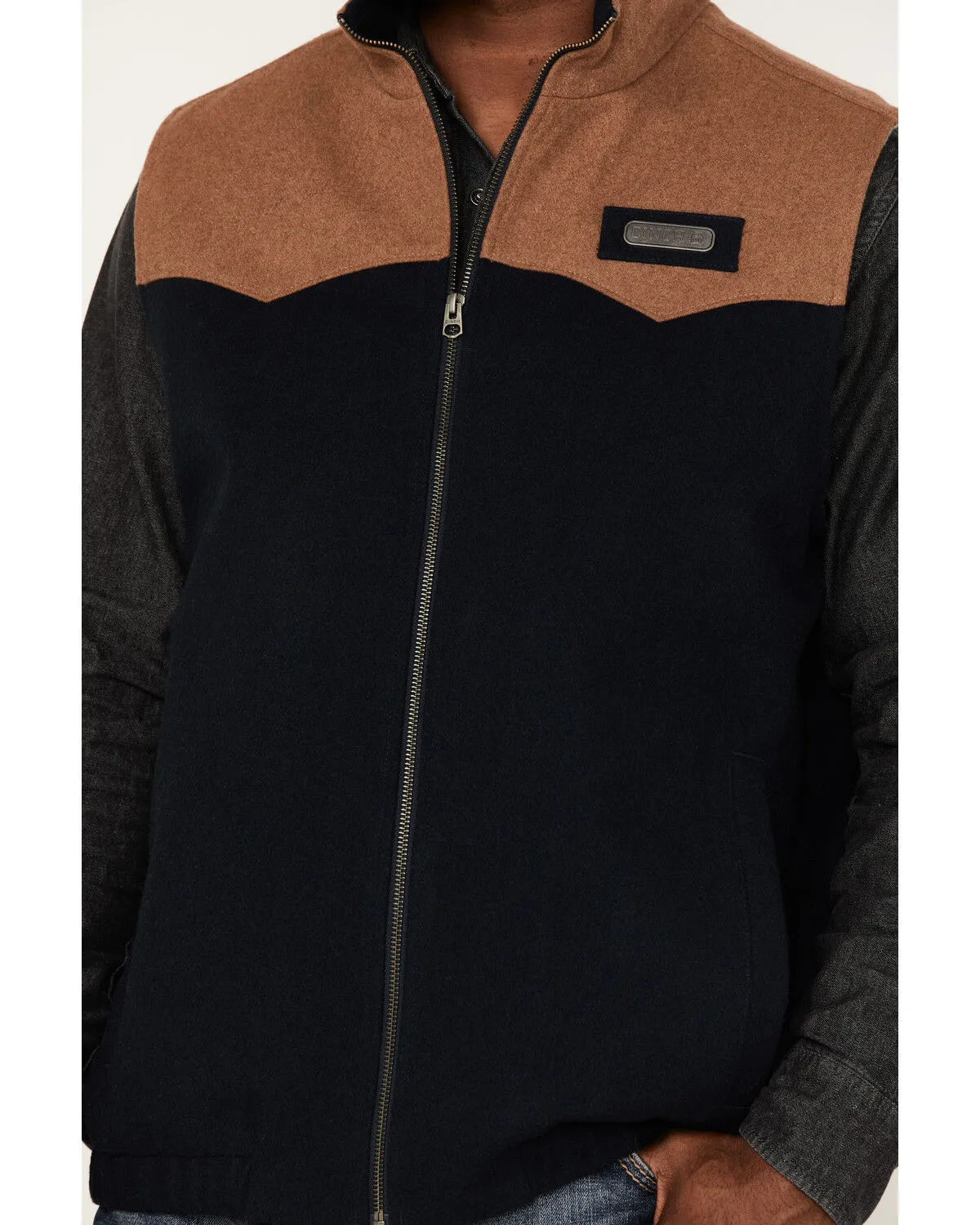 Product Name:  Cinch Men's Solid Color-Block Concealed Carry Zip-Front Wool Vest