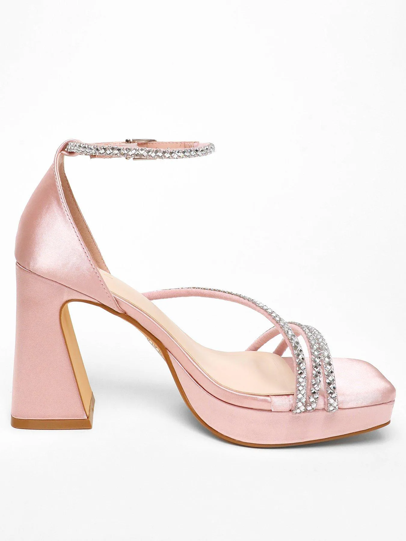 Quiz Pink Diamante Strappy Platform Heeled Sandals