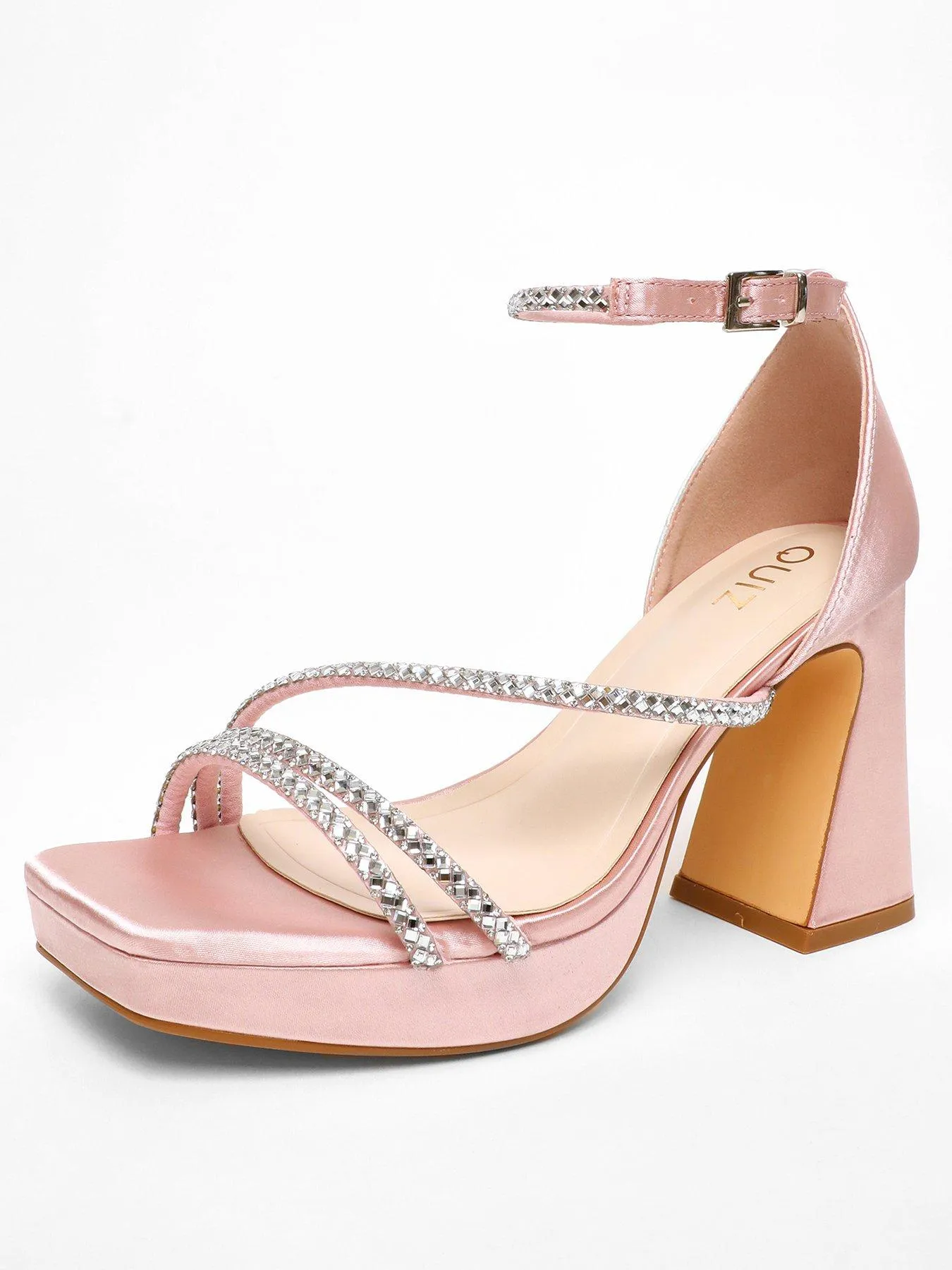 Quiz Pink Diamante Strappy Platform Heeled Sandals