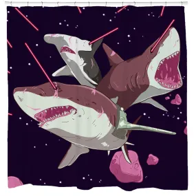 Space Sharks Shower Curtain