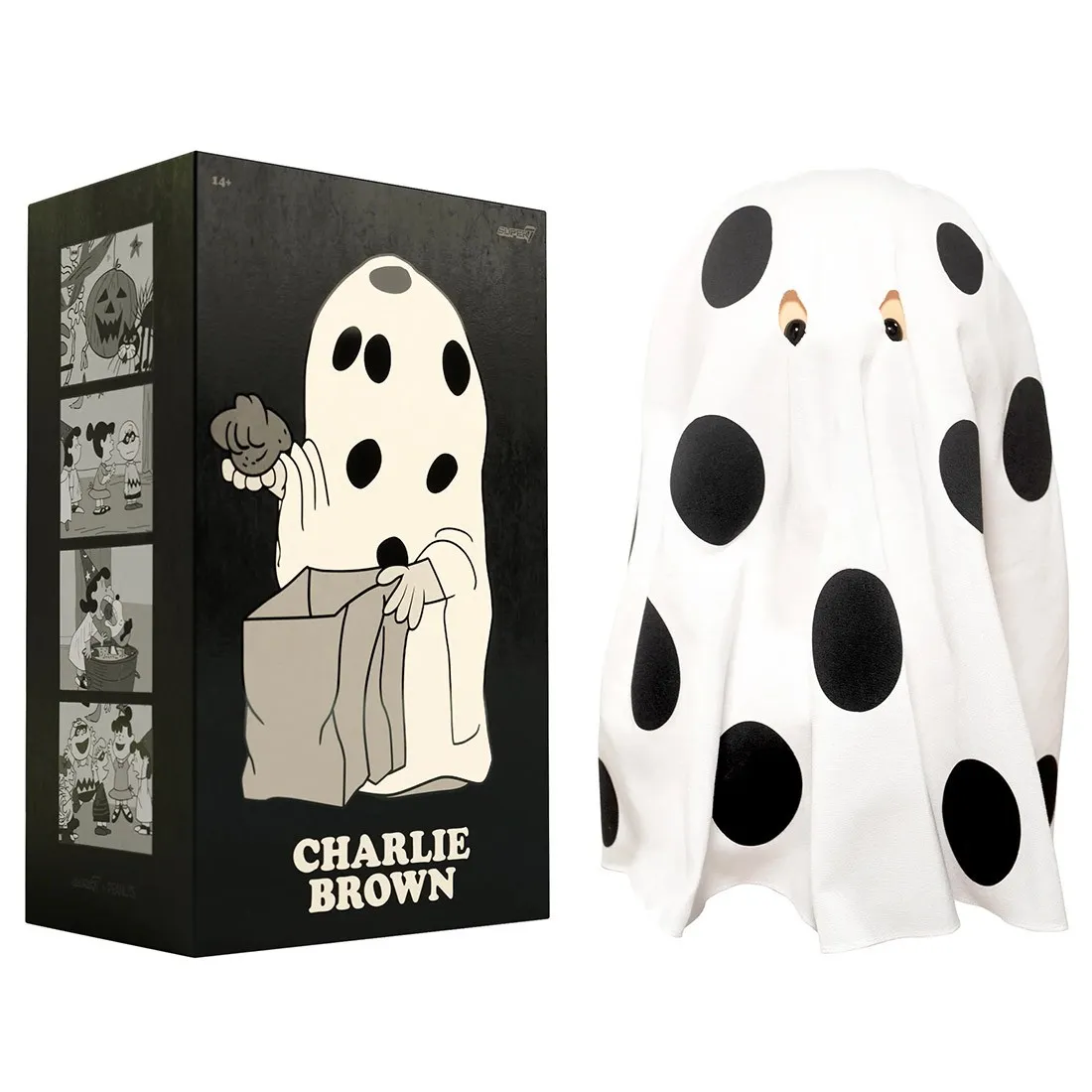 Super7 x Peanuts Charlie Brown Supersized Figure - Ghost Sheet (black / white)