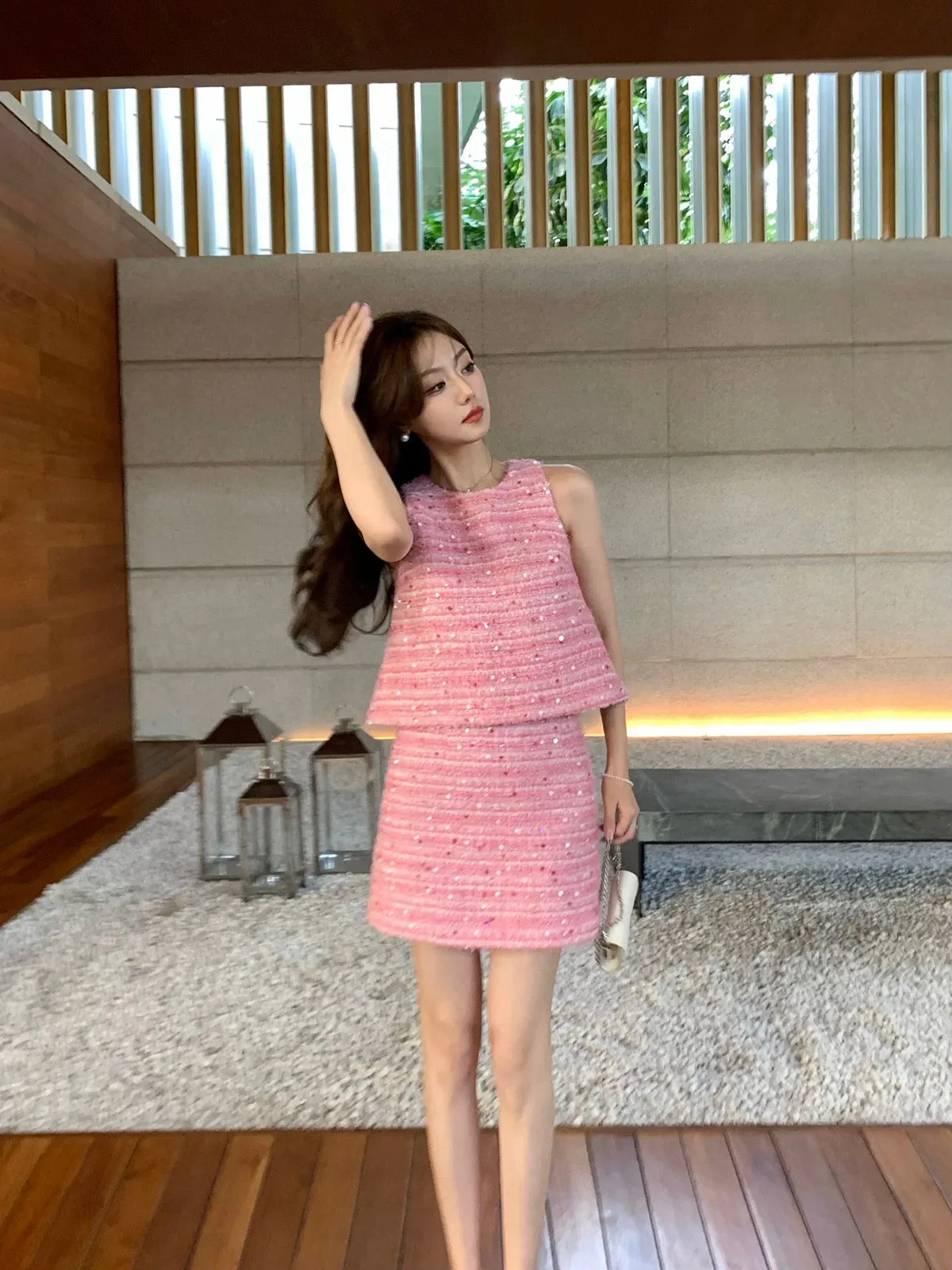 Syeee Wenzui Cherry Xiaoxiang vest and skirt suit women's new summer style slimming two-piece set