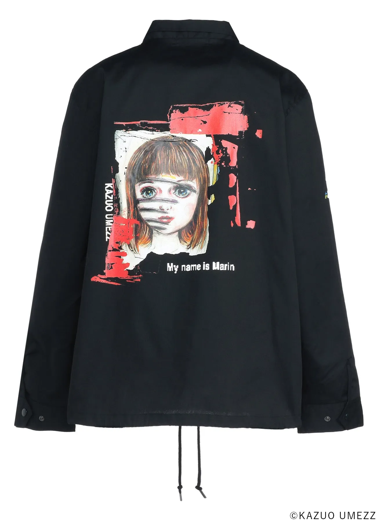 S'YTExKAZUO UMEZZ T/C WEATHER CLOTH COACH JACKET PRINTED WITH ARTWORK FEATURING ZOKU-SHINGO-HAND PRINTS-