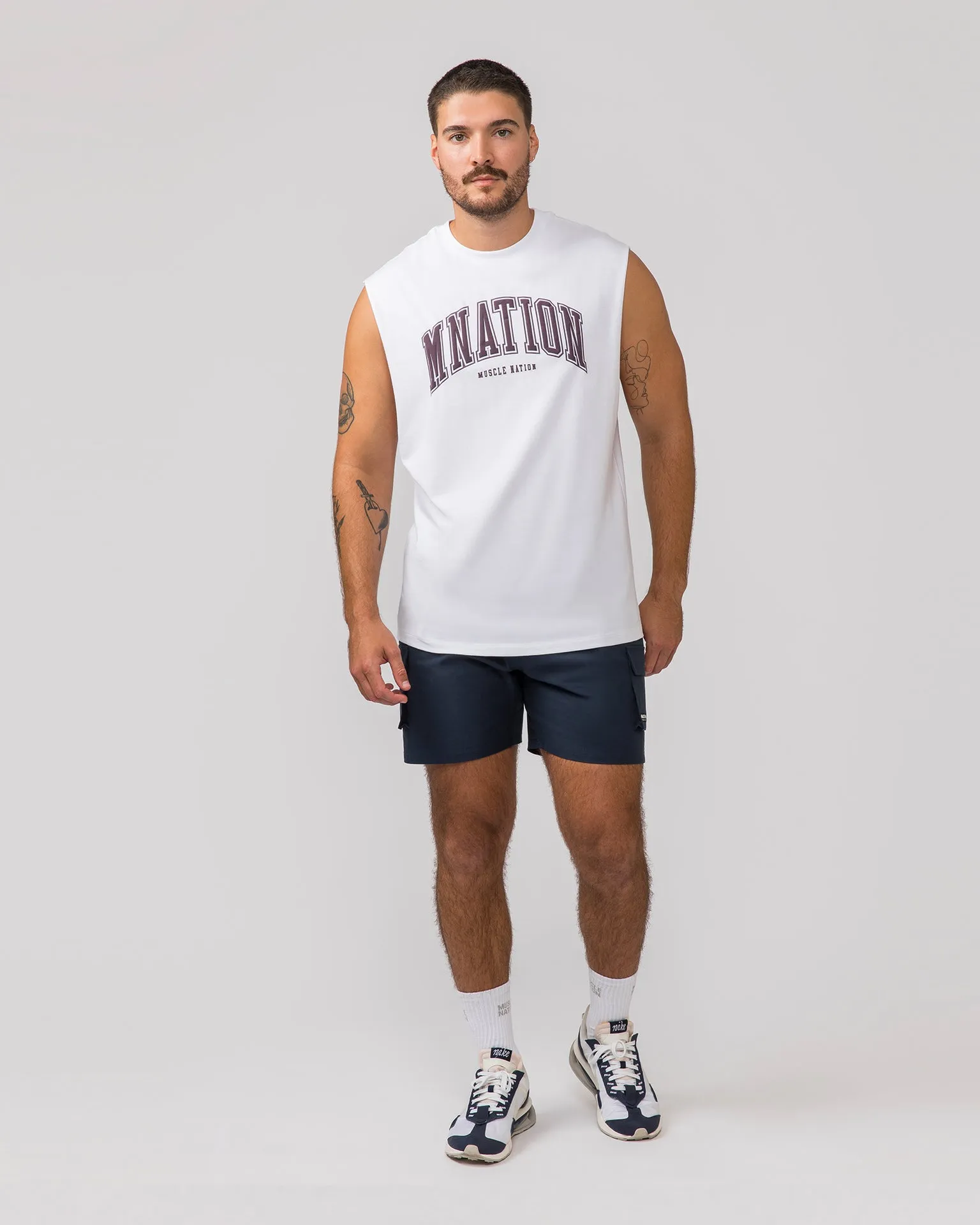 Varsity Muscle Tank - White