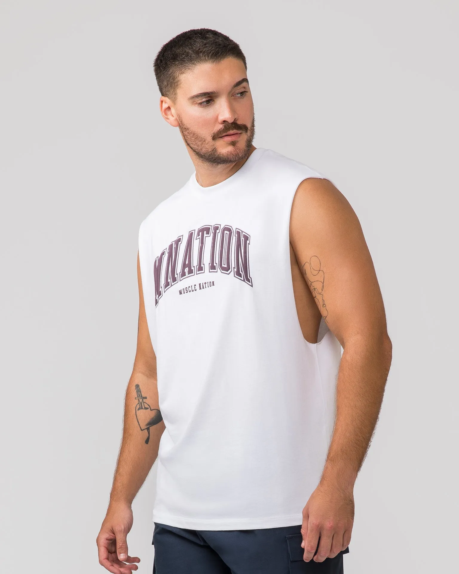 Varsity Muscle Tank - White