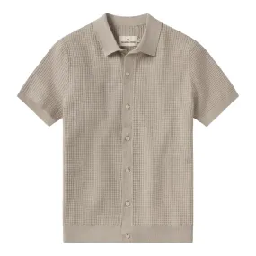 Waffle Stitch Button Up Polo