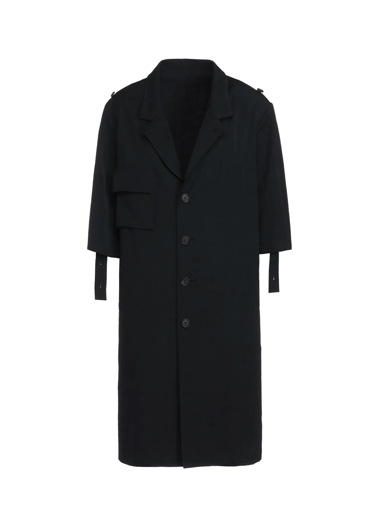 WASHER FINISHED WOOL GABARDINE LONG JACKET WITH TAPED SLEEVES