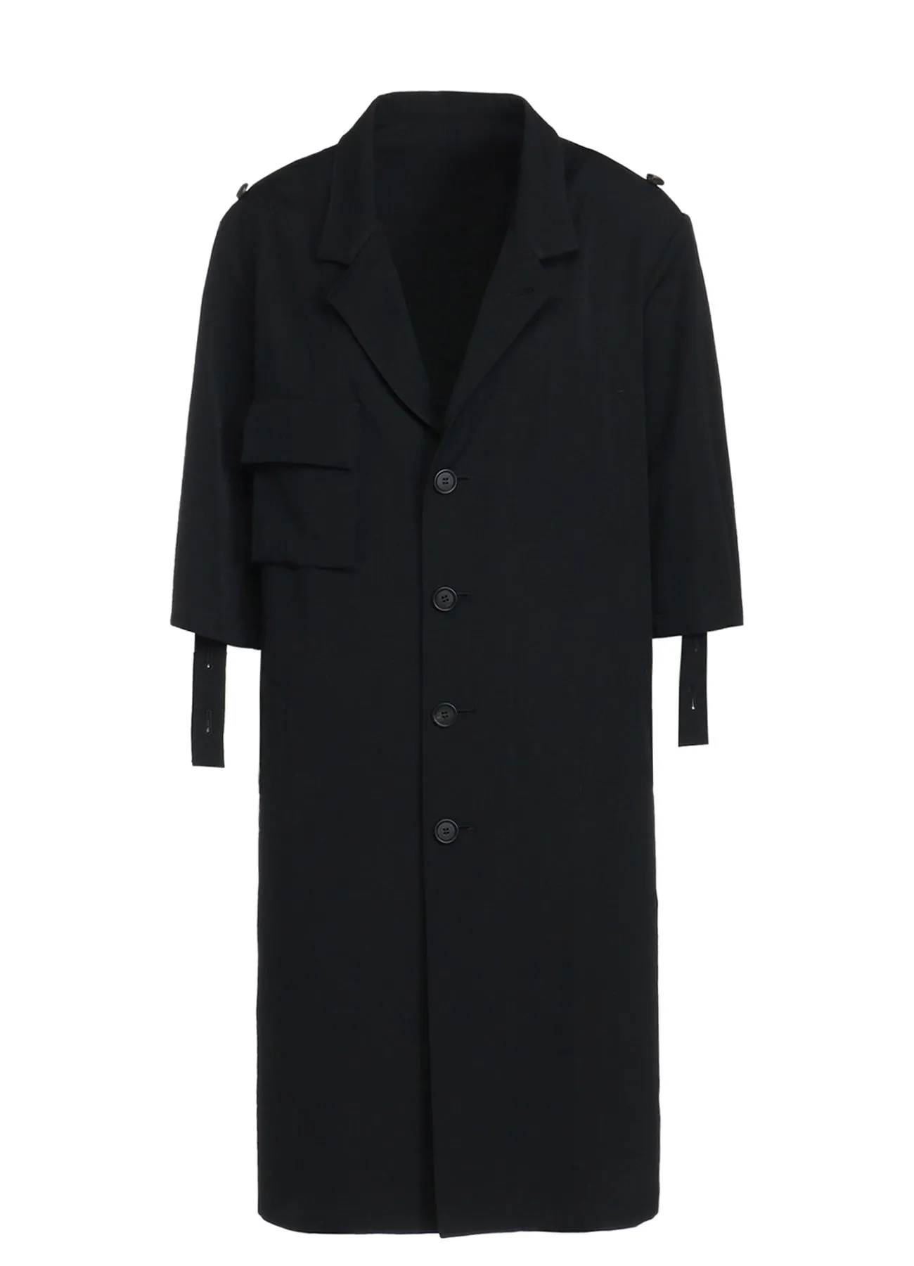 WASHER FINISHED WOOL GABARDINE LONG JACKET WITH TAPED SLEEVES