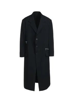 WASHER FINISHED WOOL GABARDINE OVERSIZED LONG JACKET WITH ZIPPER POCKETS