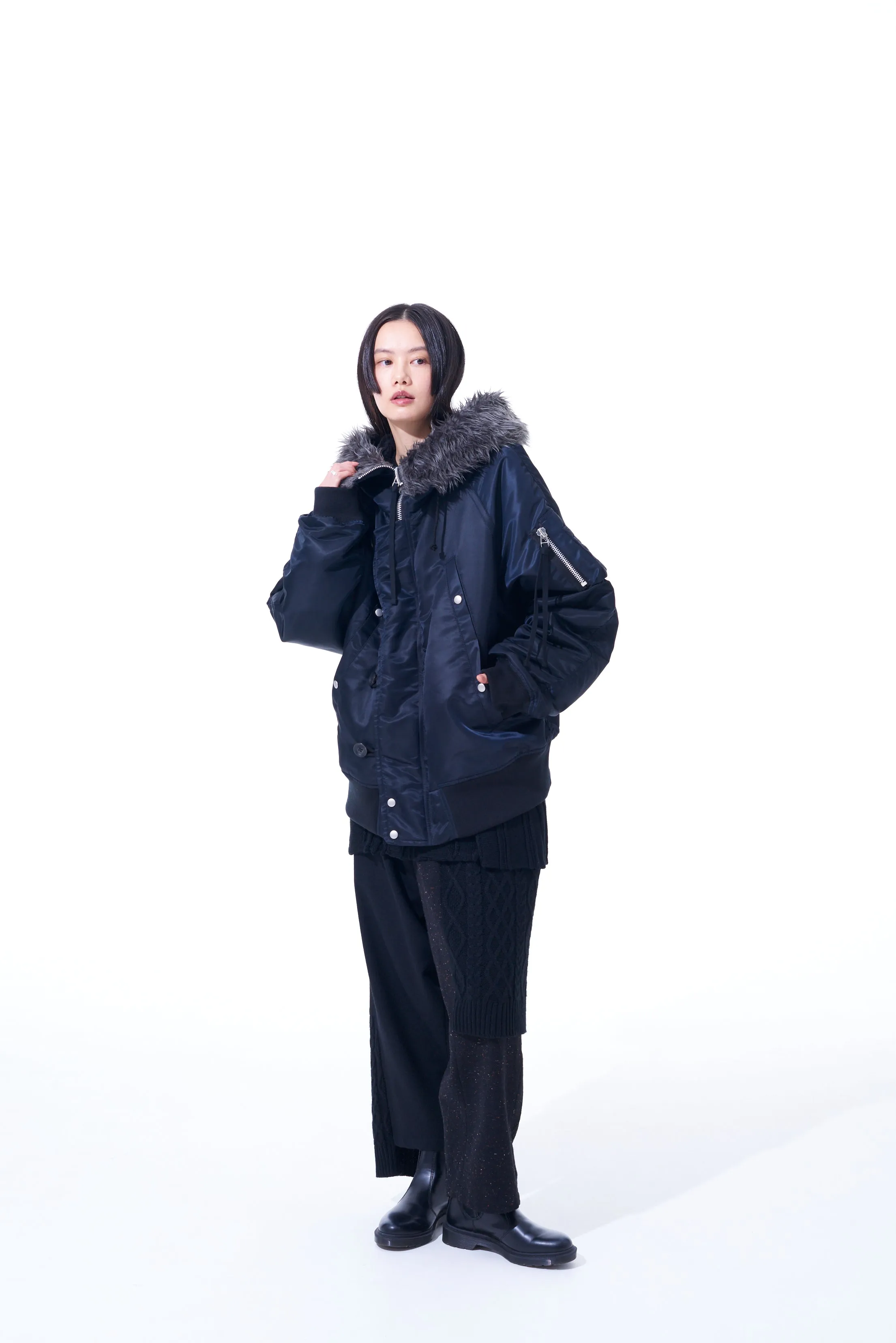 WATER REPELLENT NYLON TWILL OVERSIZED N-2B FLIGHT JACKET