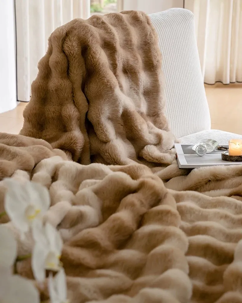 Winter thickened rabbit fur blanket leisure cover blanket light luxury high-end sofa blanket office nap blanket