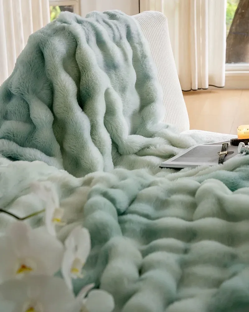 Winter thickened rabbit fur blanket leisure cover blanket light luxury high-end sofa blanket office nap blanket