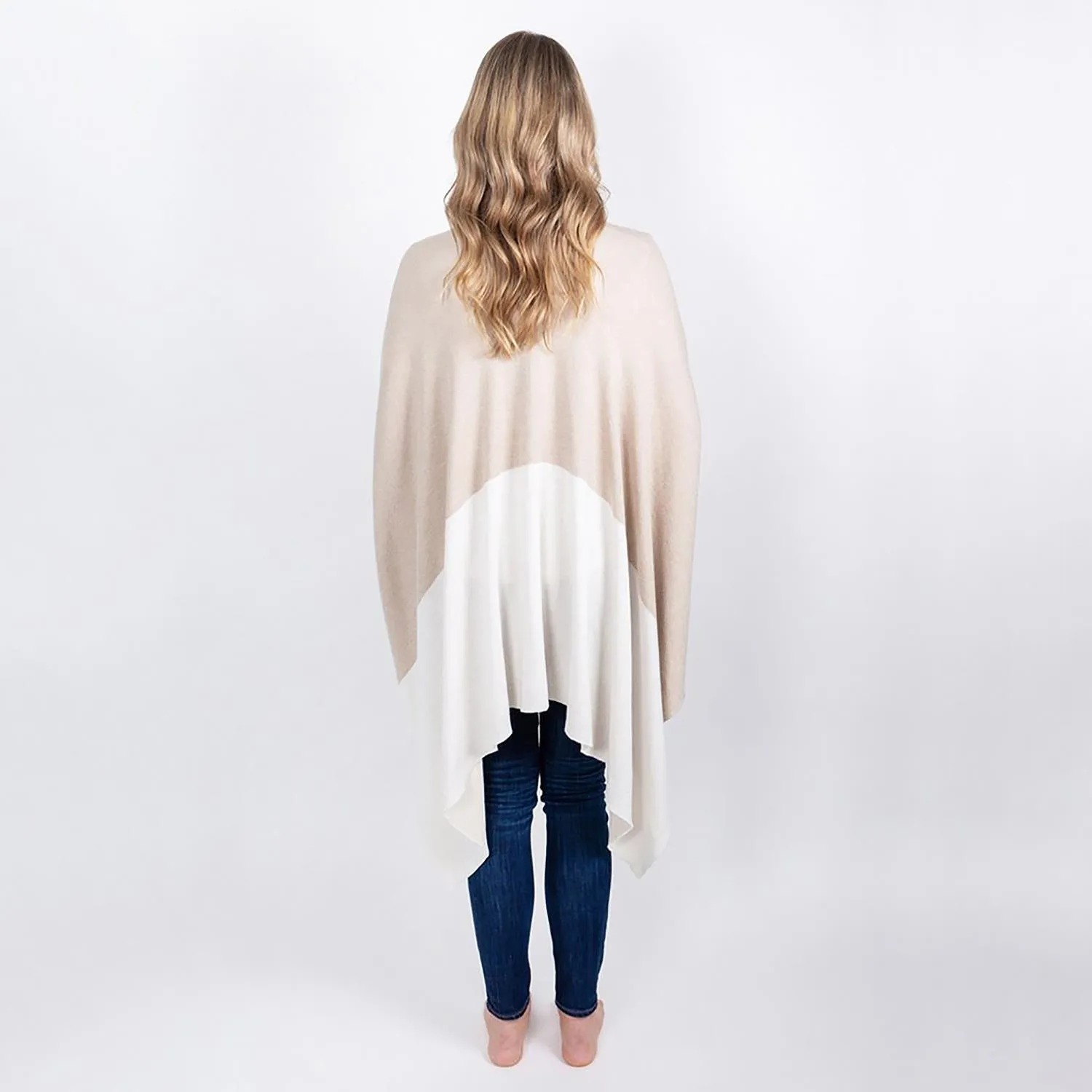 Women's Zestt Organics Organic Cotton Travel Blanket Wrap Ivory Colorblock