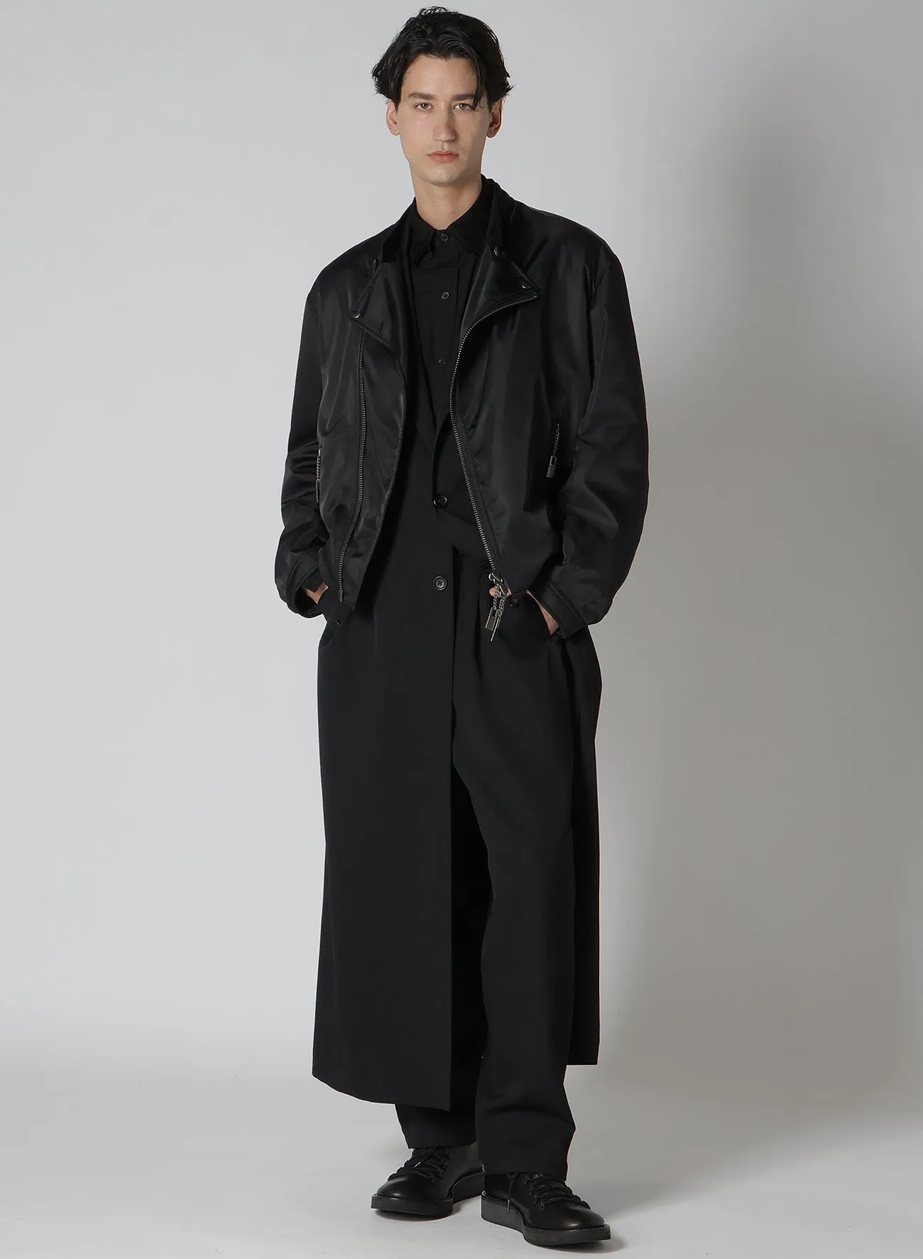 WOOL GABARDINE COLLAR BUTTON JACKET