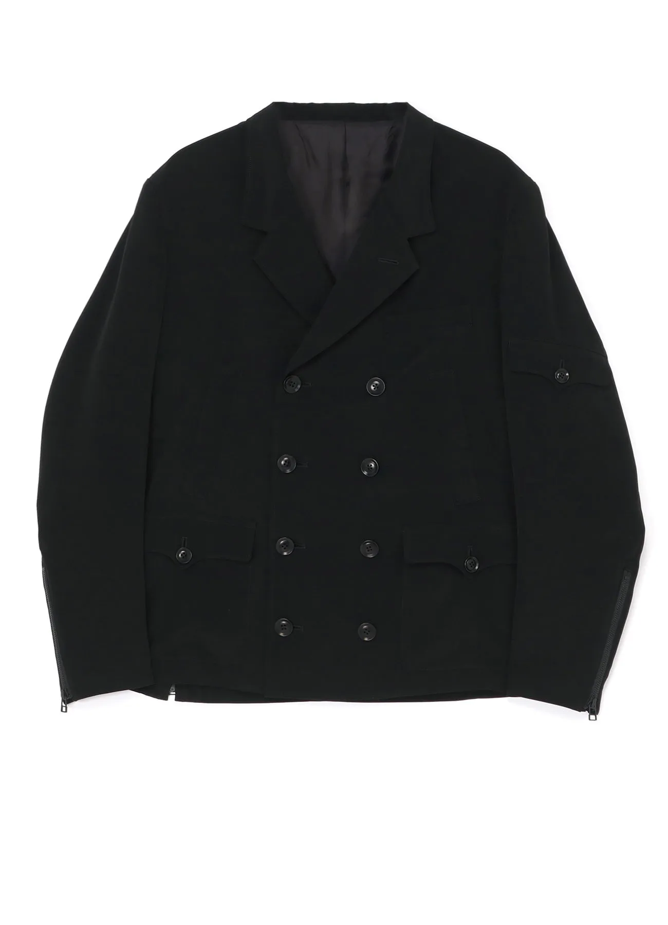 [Y's-Black Name]TRIACETATE POLYESTER CREPE de CHINE DOUBLE FRONT JACKET