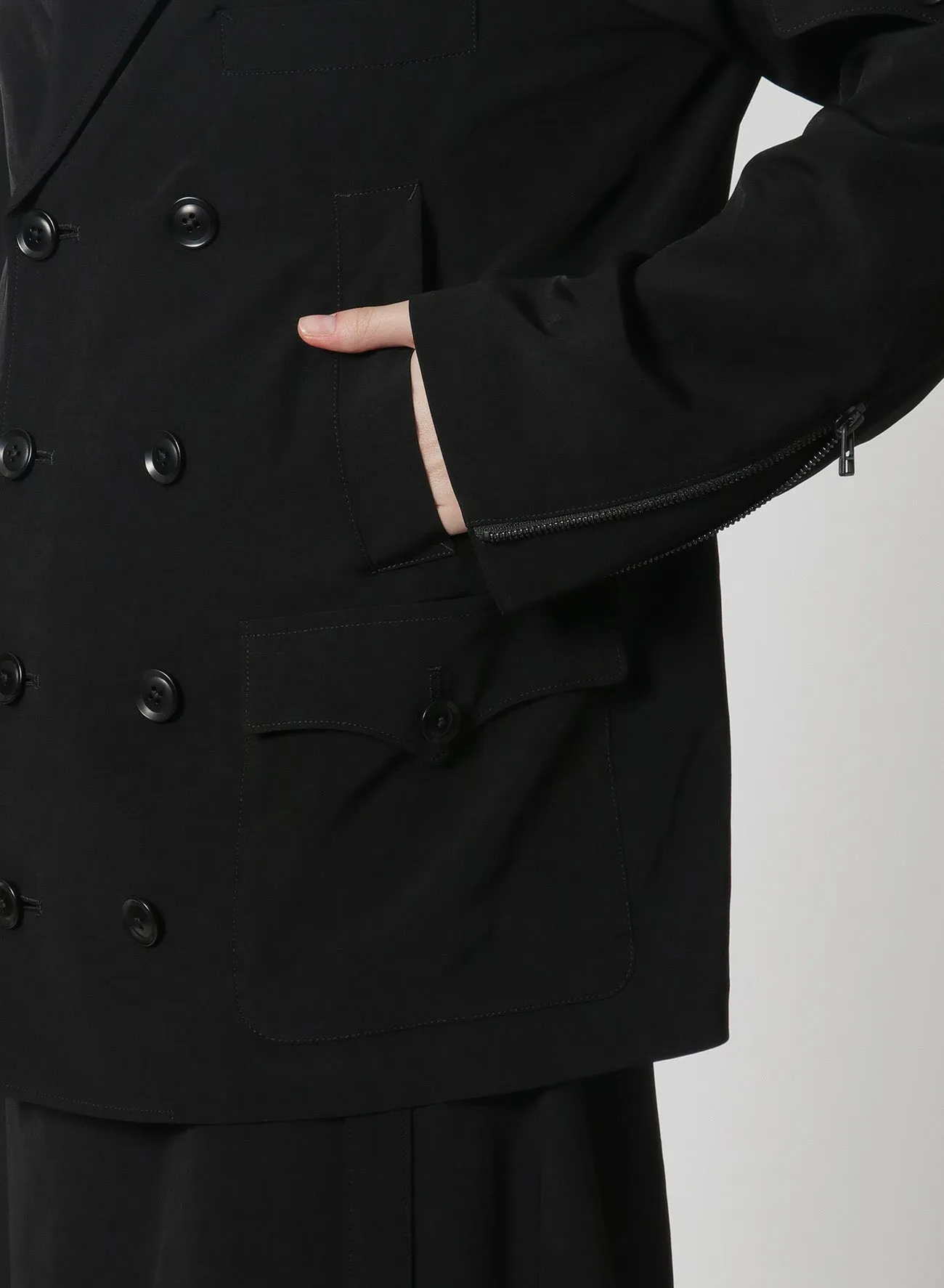 [Y's-Black Name]TRIACETATE POLYESTER CREPE de CHINE DOUBLE FRONT JACKET