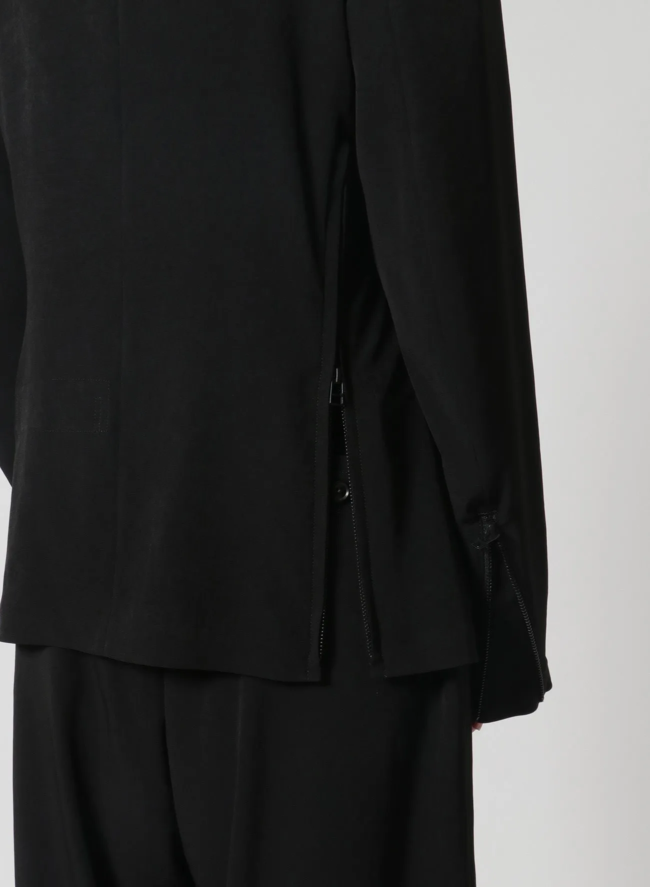 [Y's-Black Name]TRIACETATE POLYESTER CREPE de CHINE DOUBLE FRONT JACKET