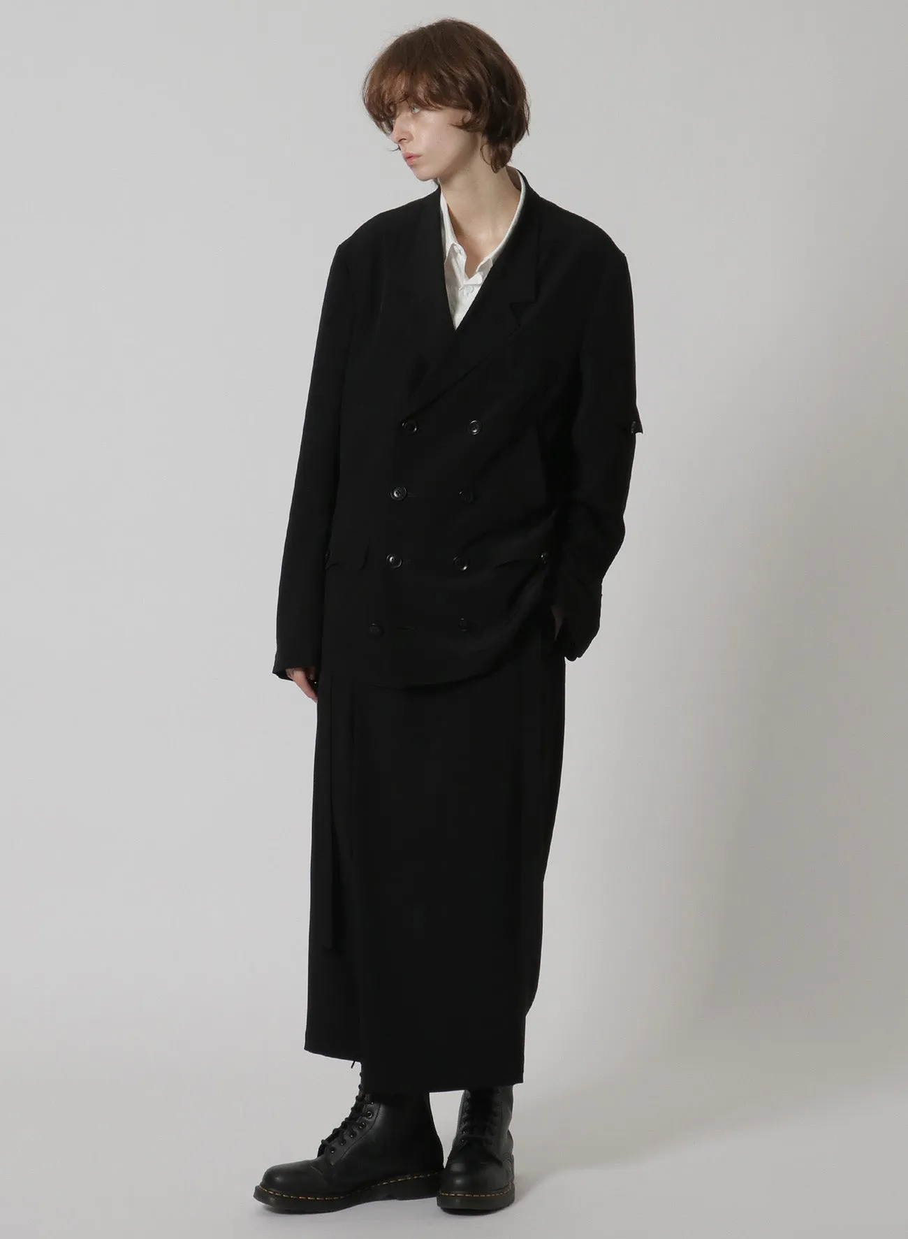 [Y's-Black Name]TRIACETATE POLYESTER CREPE de CHINE DOUBLE FRONT JACKET