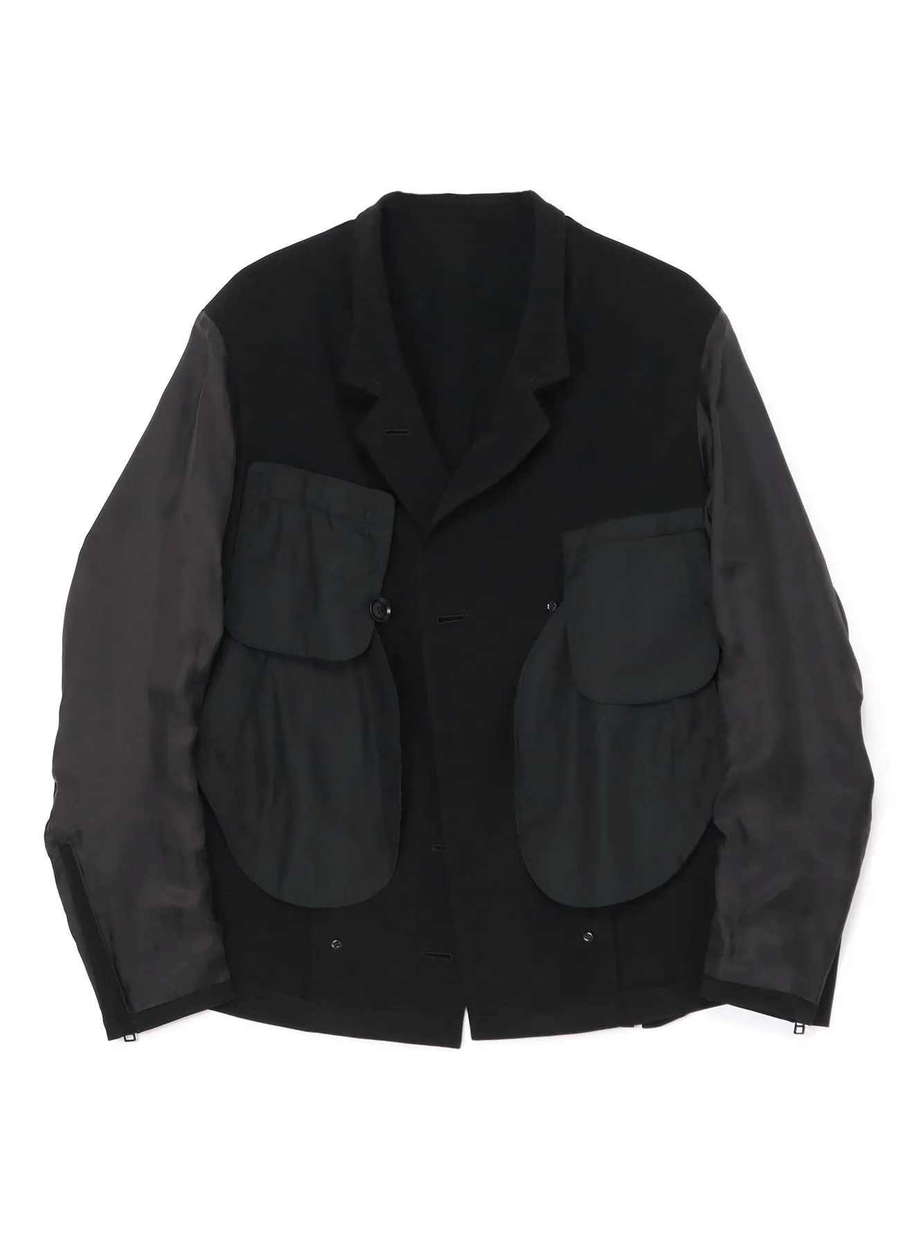 [Y's-Black Name]TRIACETATE POLYESTER CREPE de CHINE DOUBLE FRONT JACKET