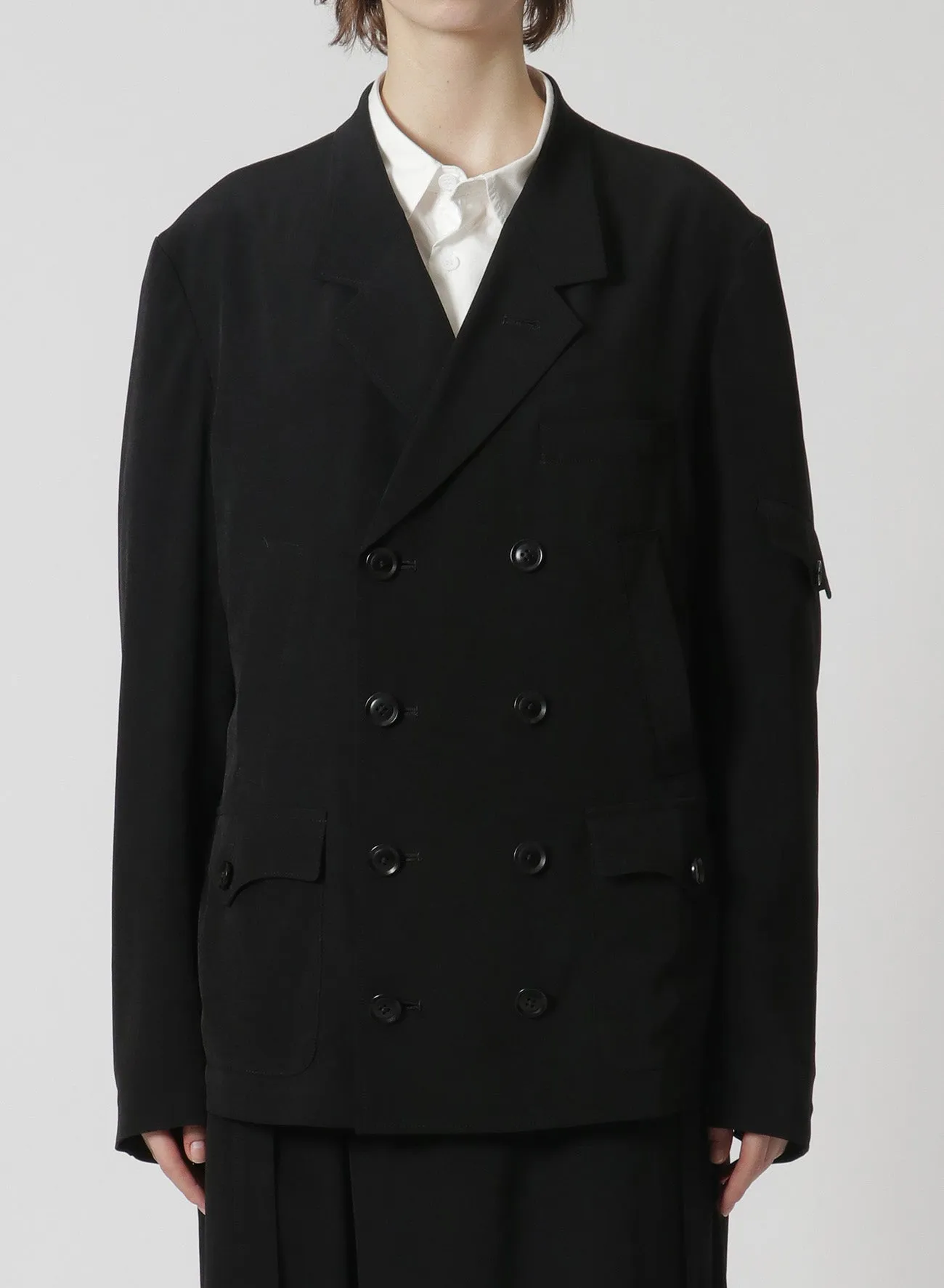 [Y's-Black Name]TRIACETATE POLYESTER CREPE de CHINE DOUBLE FRONT JACKET