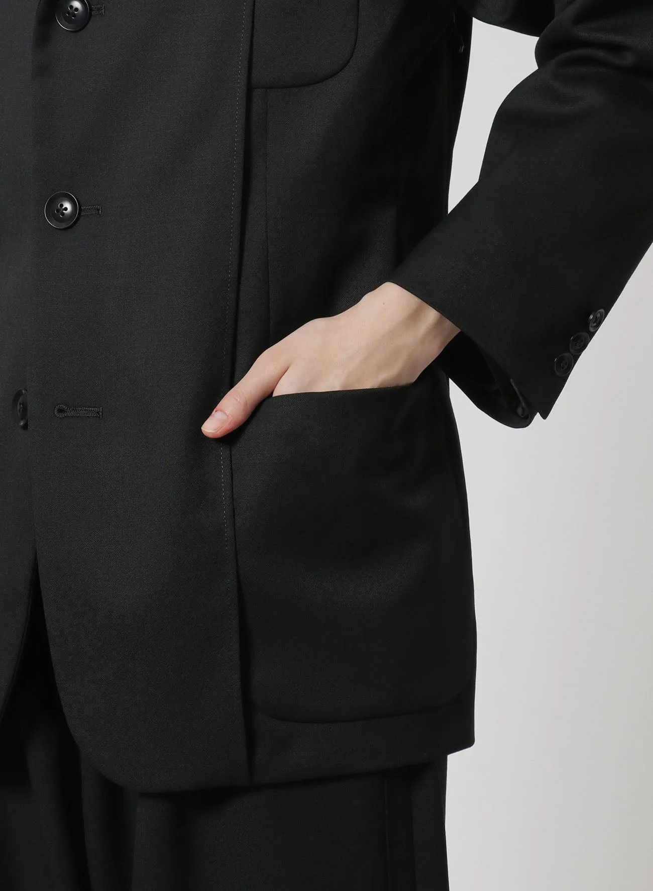 [Y's-Black Name]WOOL GABARDINE REVERSED LINING JACKET