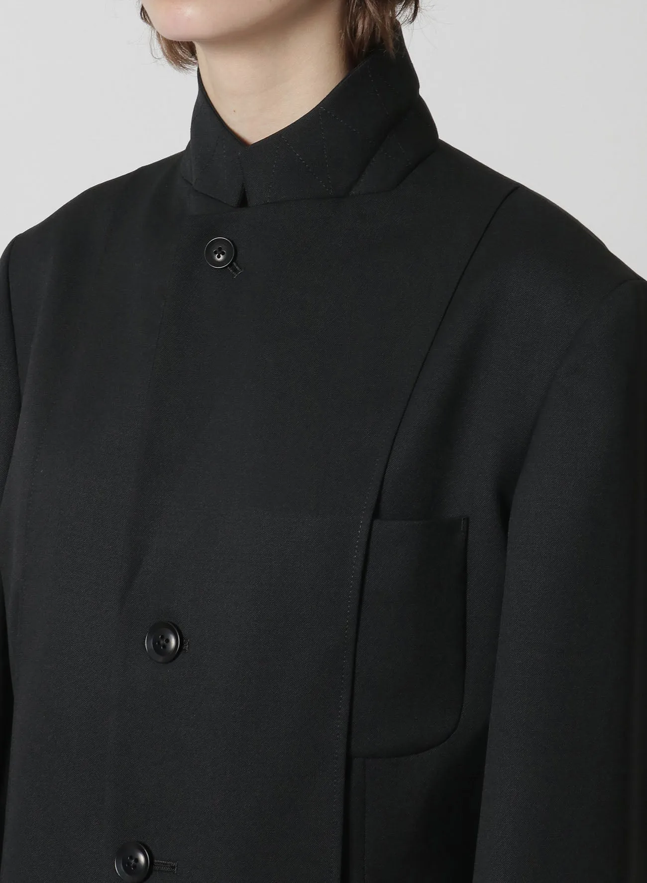 [Y's-Black Name]WOOL GABARDINE REVERSED LINING JACKET