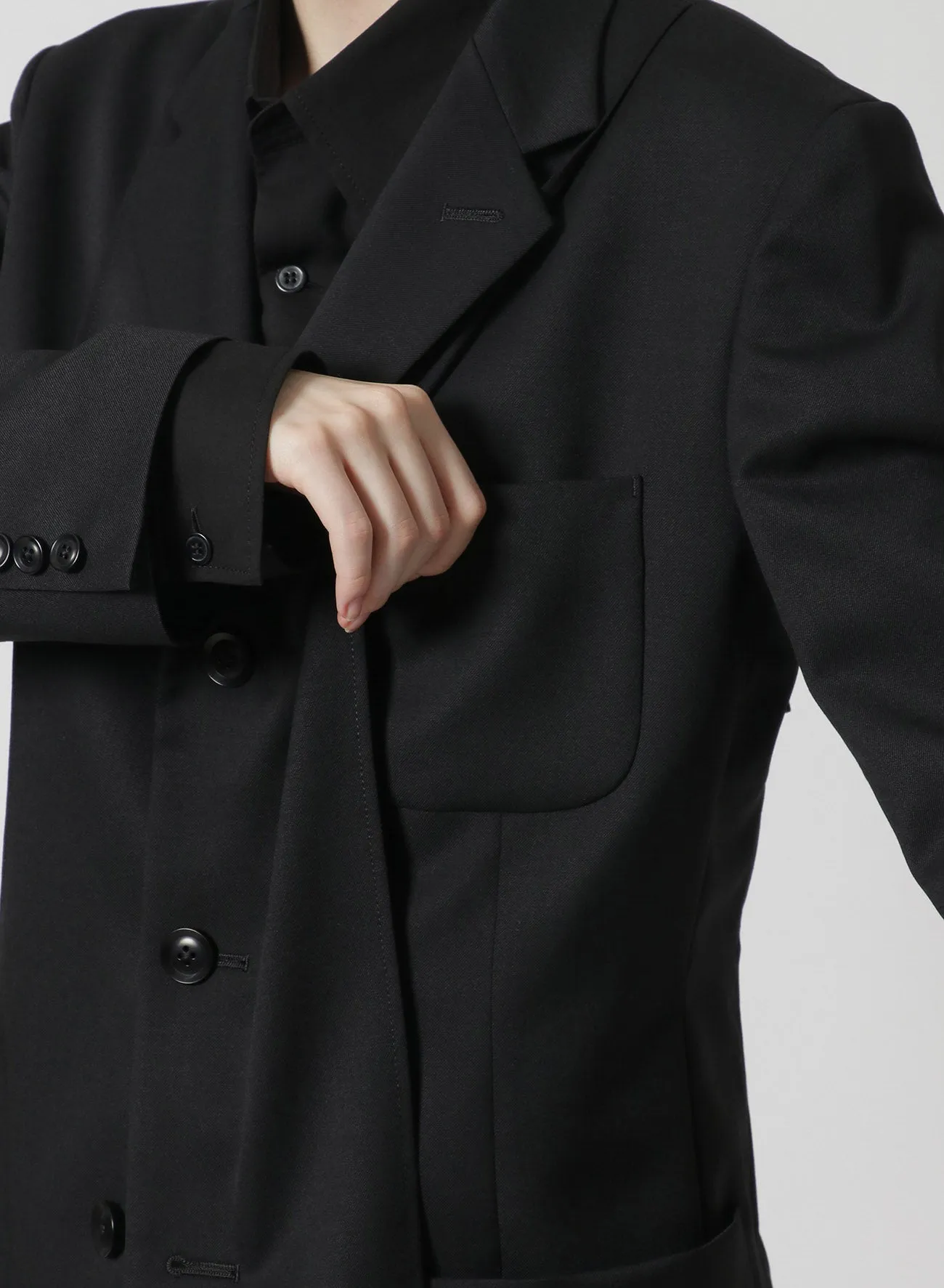 [Y's-Black Name]WOOL GABARDINE REVERSED LINING JACKET