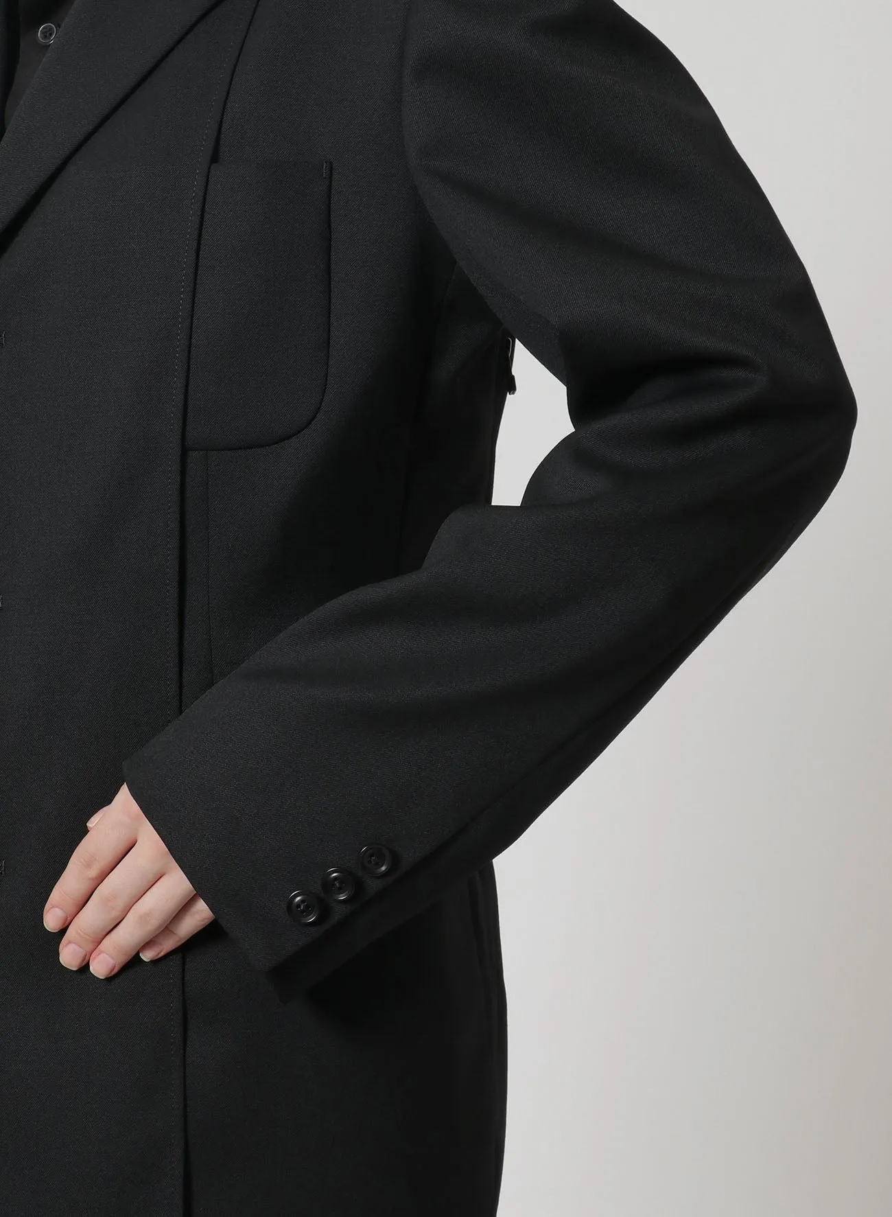 [Y's-Black Name]WOOL GABARDINE REVERSED LINING JACKET