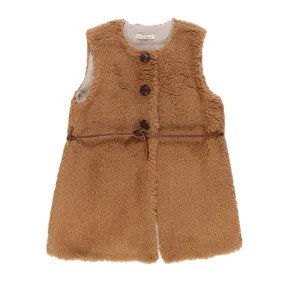 Zhoe & Tobiah Zhoe E Tobiah Biscuit And Beige Teddy Vest For Girls